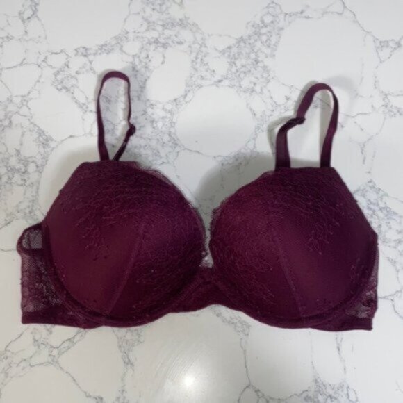 Maroon Victoria Secret Push Up 34C Bra - Picture 1 of 3